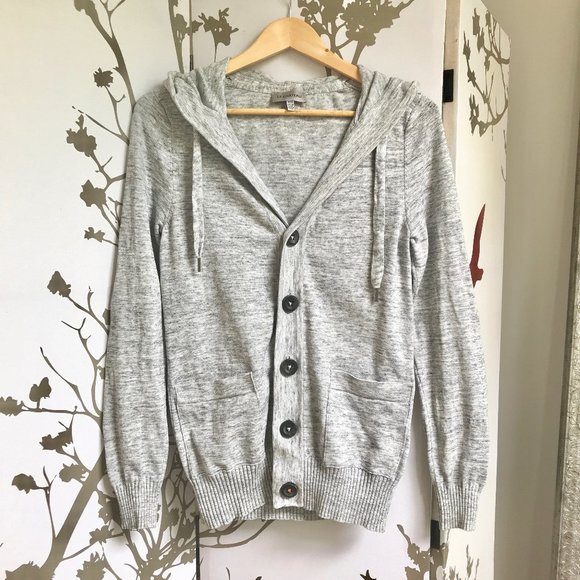 La Chateau Gray Cotton Hoodie Cardigan - Picture 1 of 5